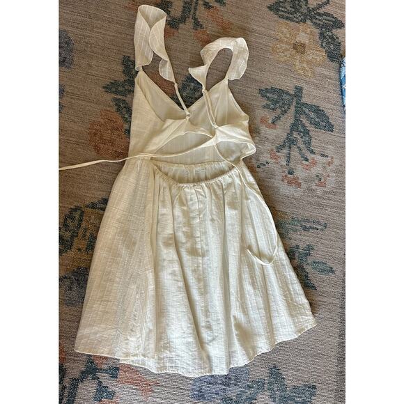 TOBI White Textured Mini Dress Tie Straps Size SP Party Club Y2K - Picture 2 of 3